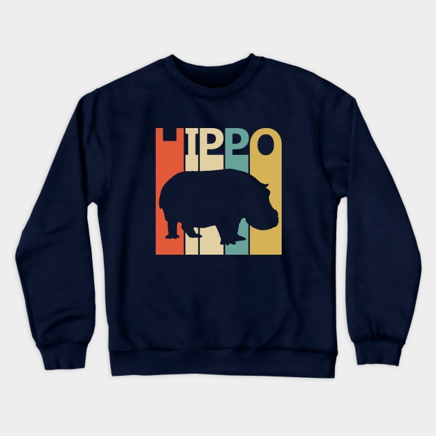 Vintage Retro Hippo Lover Gift Crewneck Sweatshirt by GWENT